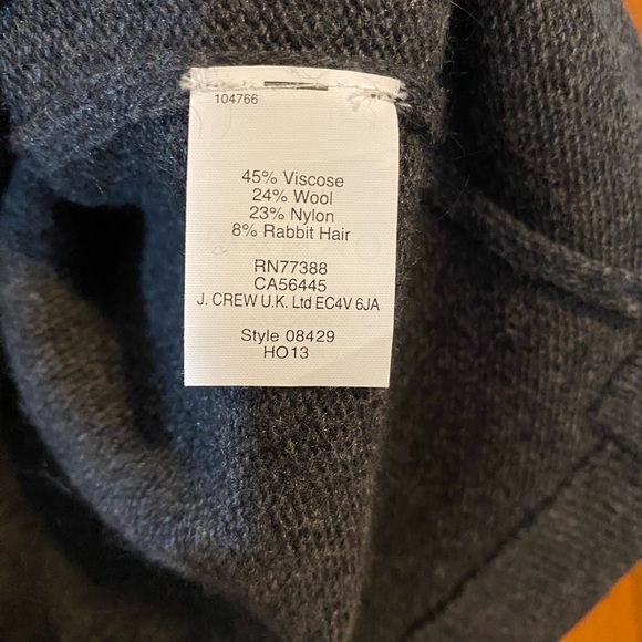 J. Crew Jeweled Beaded Gray Wool Blend Sweater Zipper 3/4 Sleeve Blue Medium - Picture 3 of 8